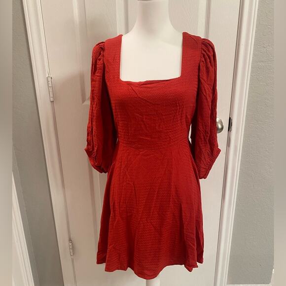 Band of the Free Josette Red Puff Sleeve Mini Party Dress Size XS - Picture 2 of 6